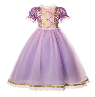 Disney Girls Princess Costume: Elsa, Anna, Jasmine, Rapunzel Dress for Kids