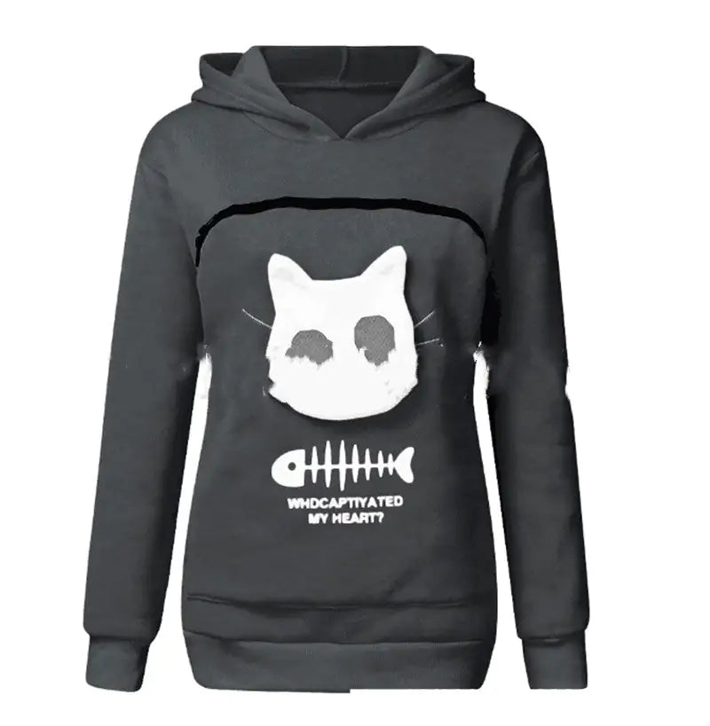 Hoodie Sweatshirt With Cat Pet Pocket Design